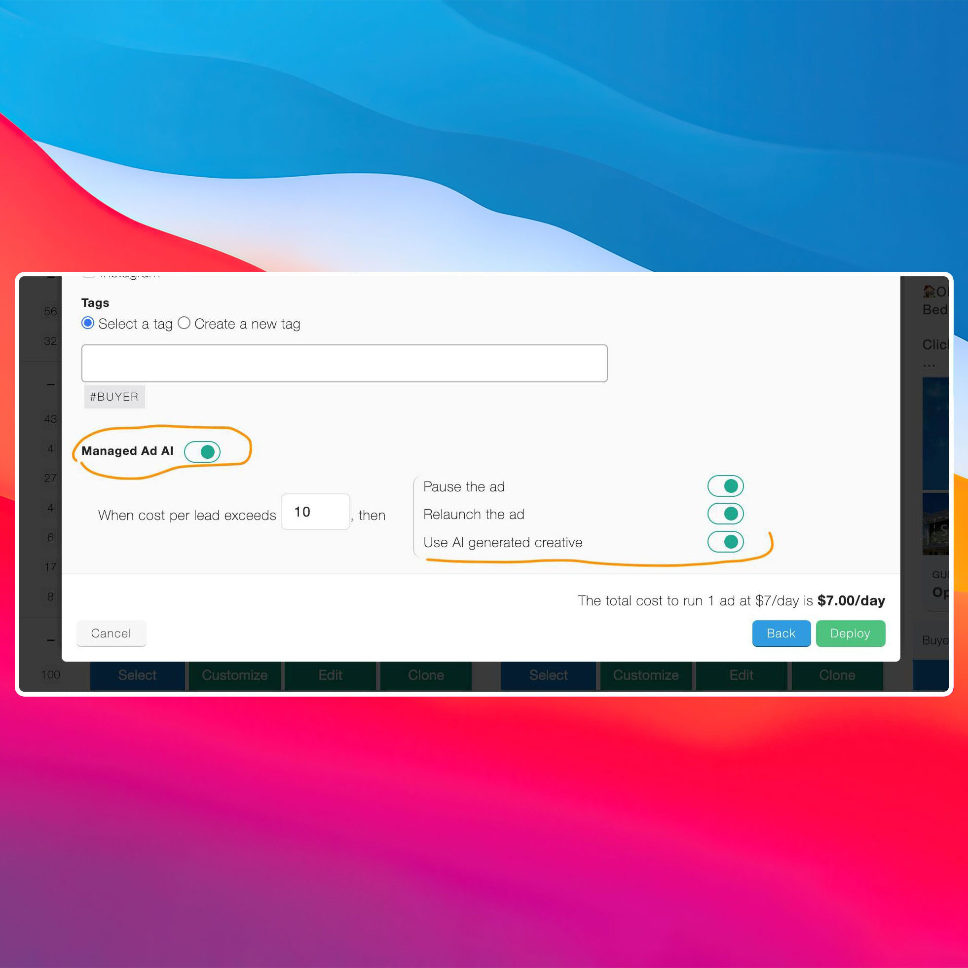 AI ad monitoring and redeployment